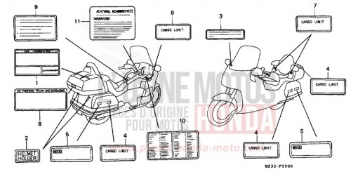ETIQUETTE DE PRECAUTIONS (1) GL1500AP de 1993